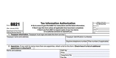 Tax form 8821 required for invoice factoring.